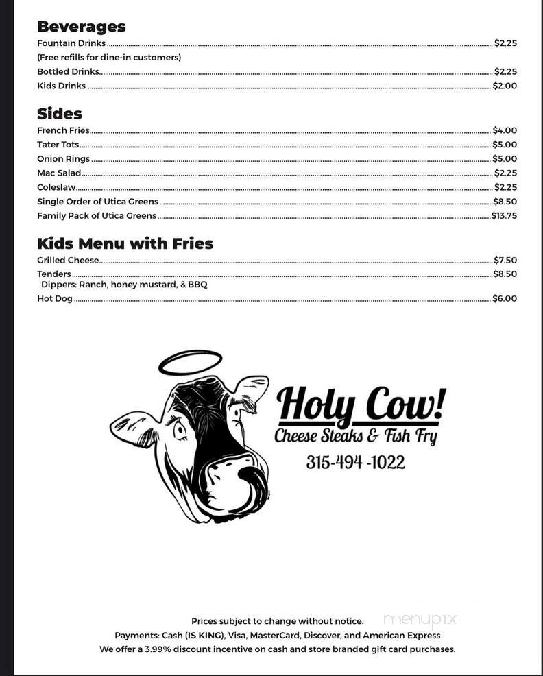 Holy Cow Cheesesteaks and Fish Fry - Marcellus, NY