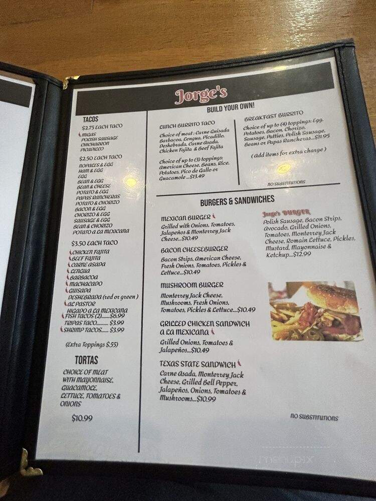 Jorge's Mexican Restaurant - San Marcos, TX menu_pic
