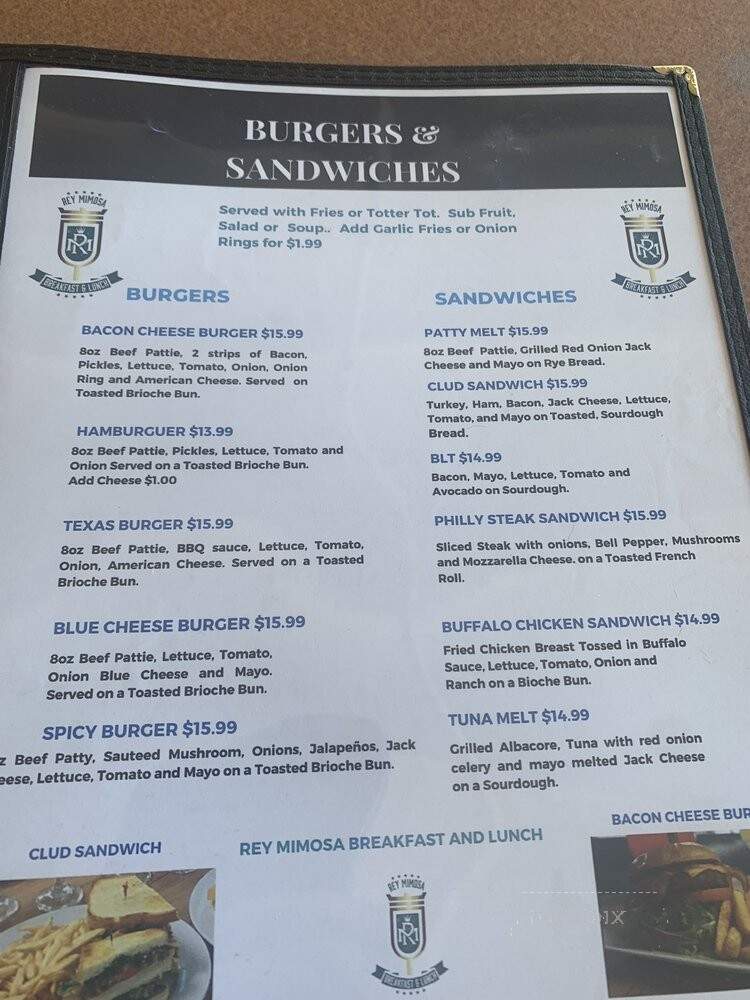 Rey Mimosa Breakfast and Lunch - Cameron Park, CA menu_pic