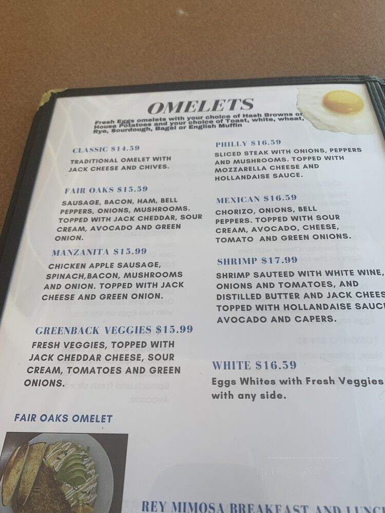 Rey Mimosa Breakfast and Lunch - Cameron Park, CA menu_pic