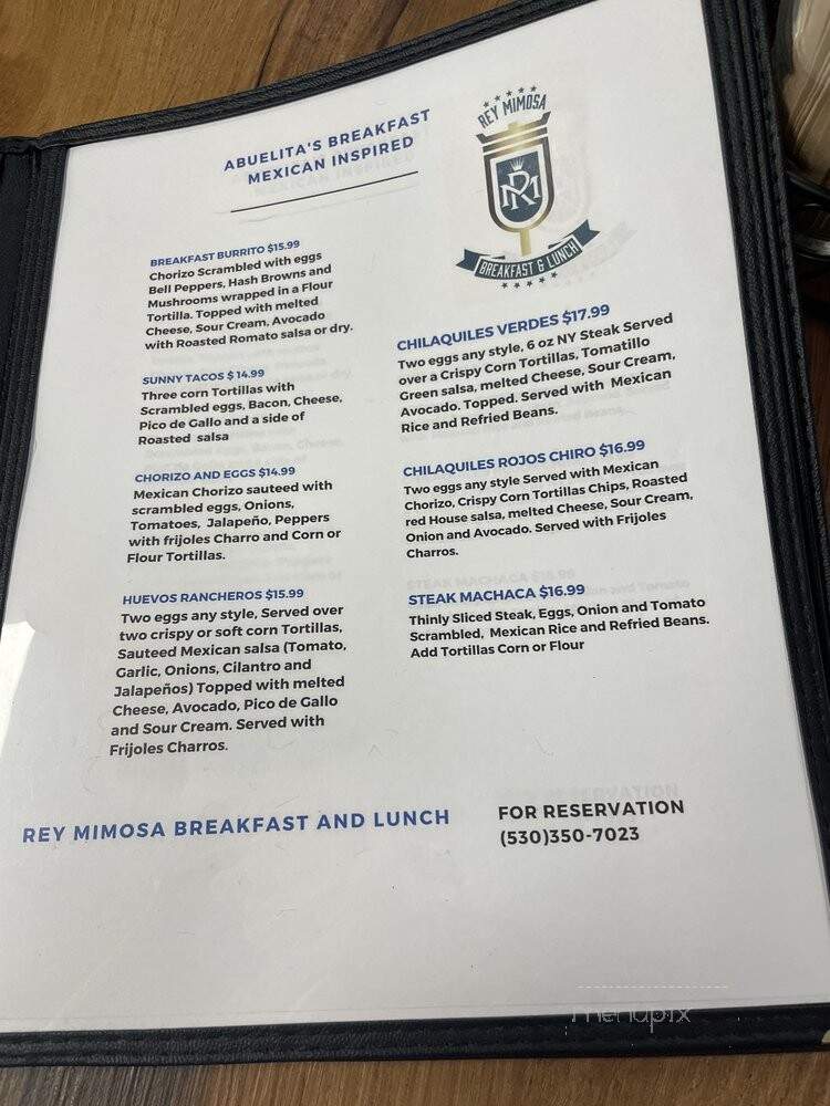 Rey Mimosa Breakfast and Lunch - Cameron Park, CA menu_pic