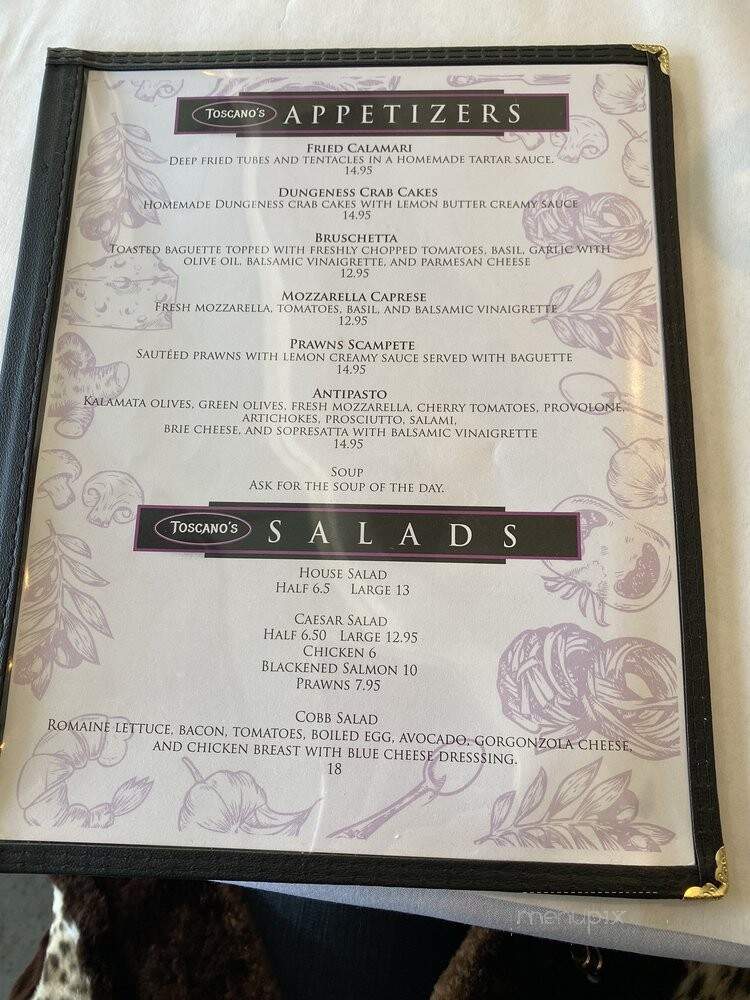 Toscano's Restaurant - Murphys, CA menu_pic