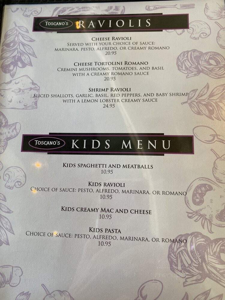 Toscano's Restaurant - Murphys, CA menu_pic
