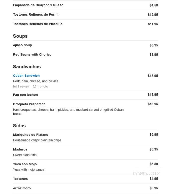 Casa Padron - Stonington, CT menu_pic