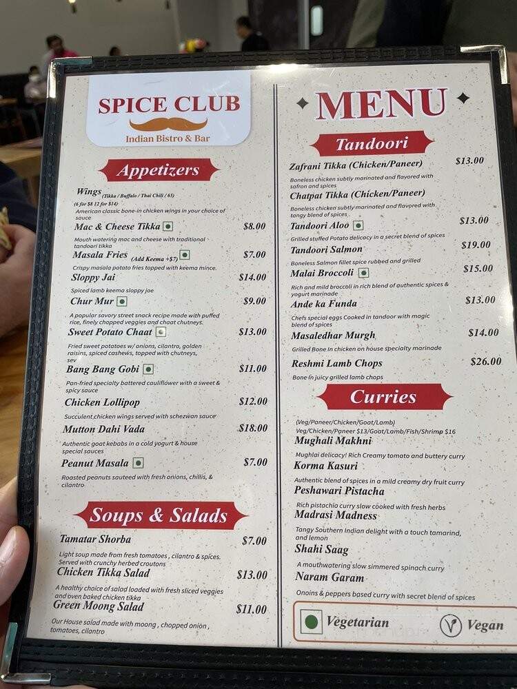 Spice Club Indian Bistro - Brownsburg, IN menu_pic