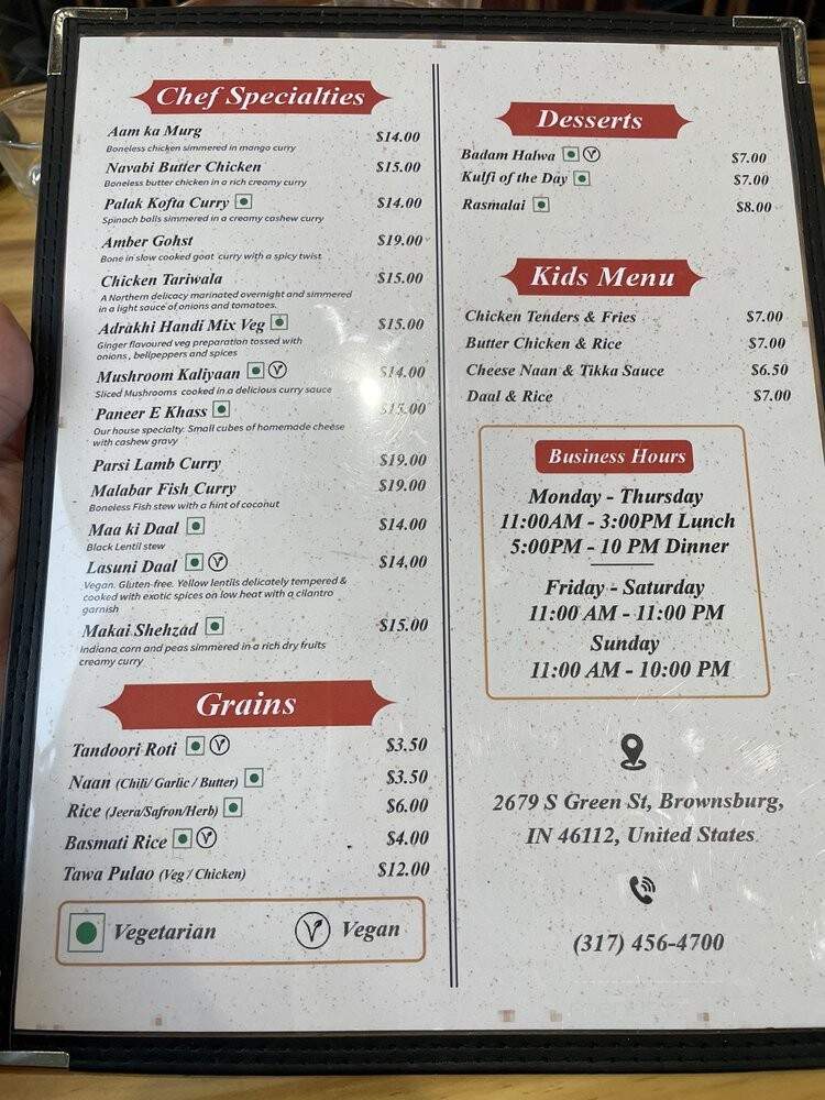 Spice Club Indian Bistro - Brownsburg, IN menu_pic