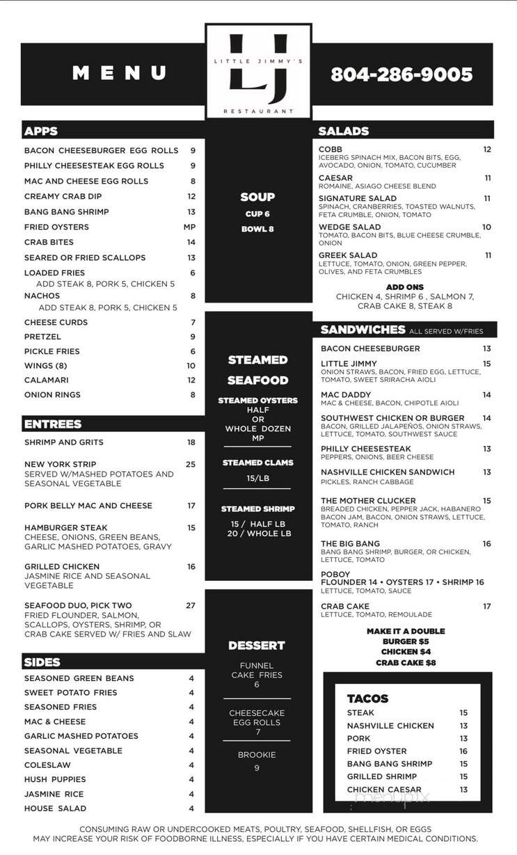 Little Jimmy's Restaurant - Urbanna, VA menu_pic