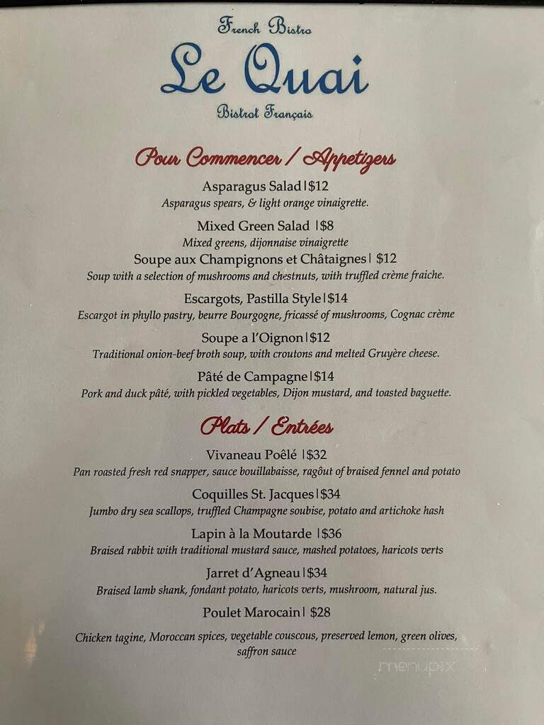 Le Quai Bistro - Waterford, NY menu_pic