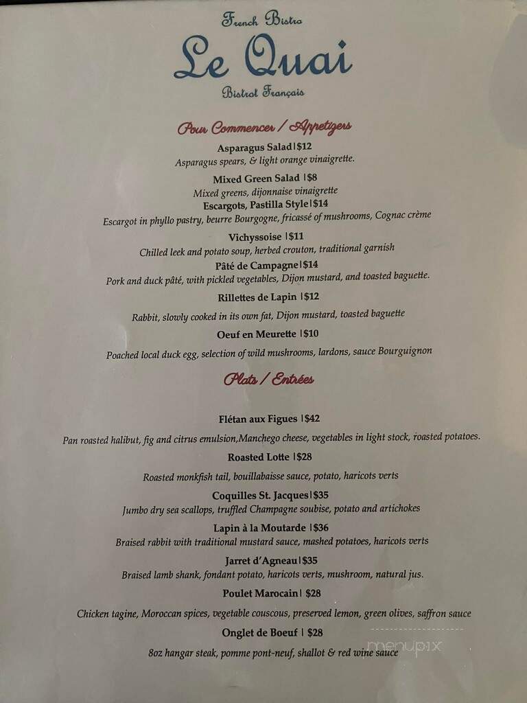 Le Quai Bistro - Waterford, NY menu_pic