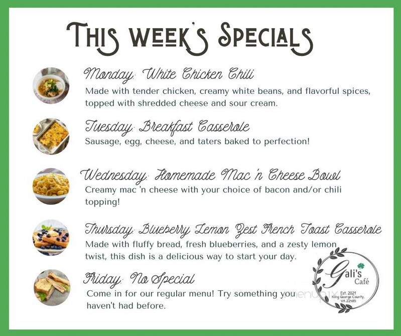 Gali's Cafe - King George, VA menu_pic