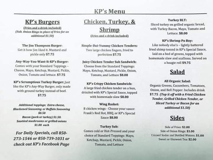 KP's Food Truck - Sopchoppy, FL menu_pic