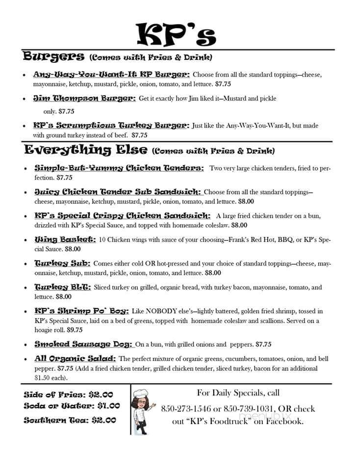 KP's Food Truck - Sopchoppy, FL menu_pic