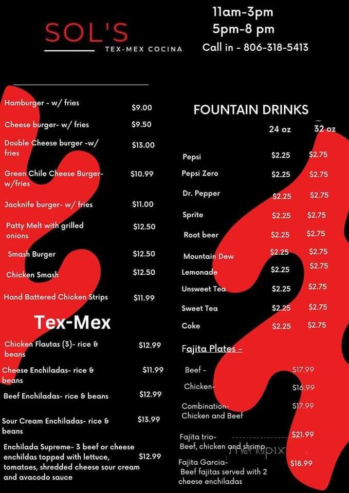Sol's Tex-Mex Cocina - Clarendon, TX menu_pic