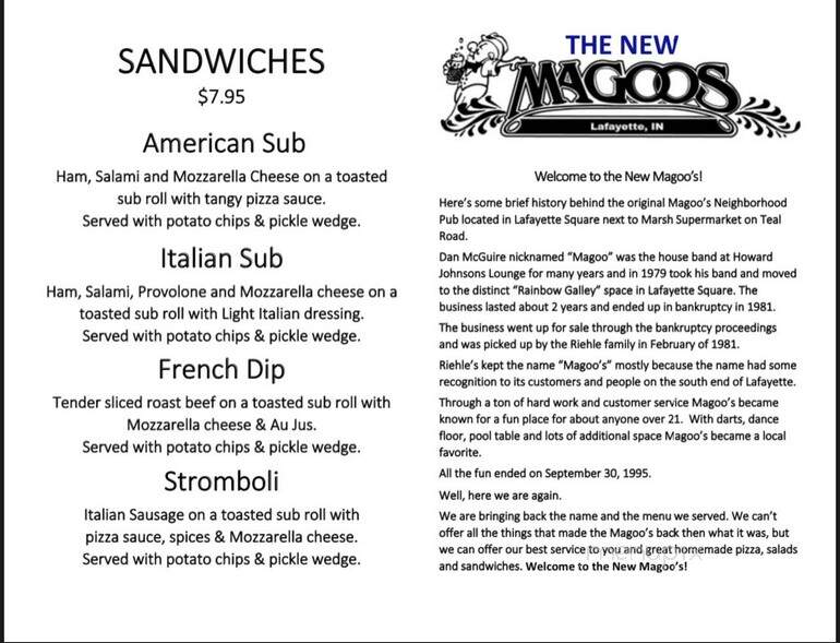 Magoo's Pub and Pizza - Lafayette, IN menu_pic