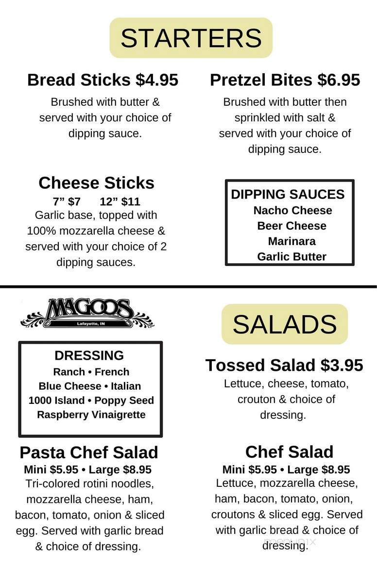 Magoo's Pub and Pizza - Lafayette, IN menu_pic