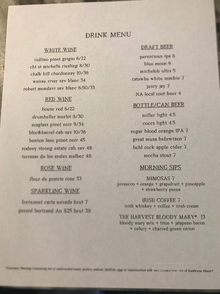 Clover Harvest - Clover, SC menu_pic