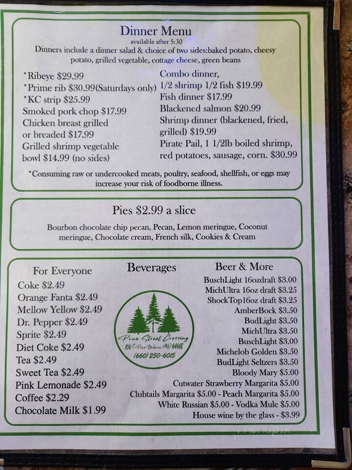 Pine Street Crossing - Norborne, MO menu_pic