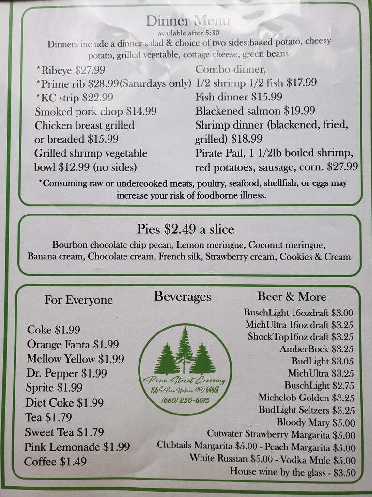 Pine Street Crossing - Norborne, MO menu_pic
