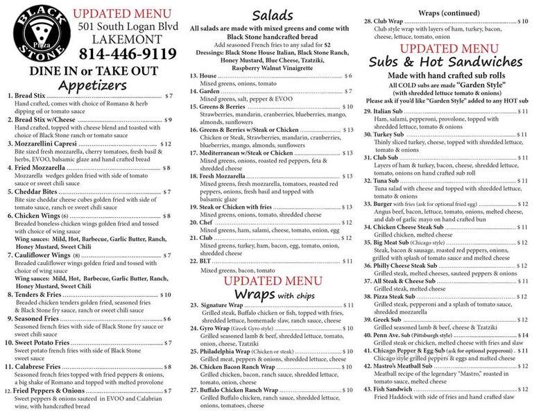 Black Stone Pizza - Altoona, PA menu_pic