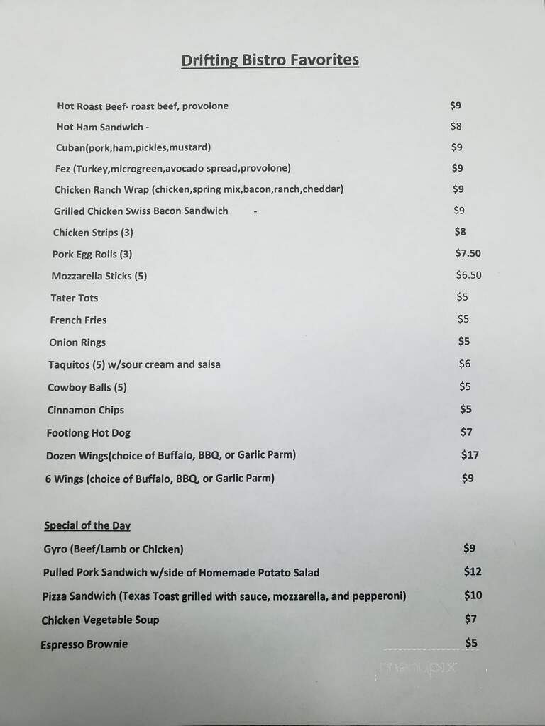 Drifting Bistro - Fort Mohave, AZ menu_pic