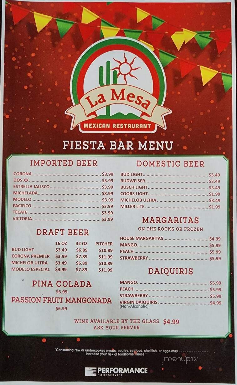 La Mesa Paris - Paris, AR menu_pic