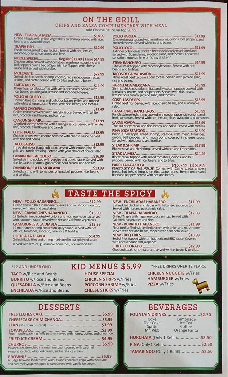 La Mesa Paris - Paris, AR menu_pic