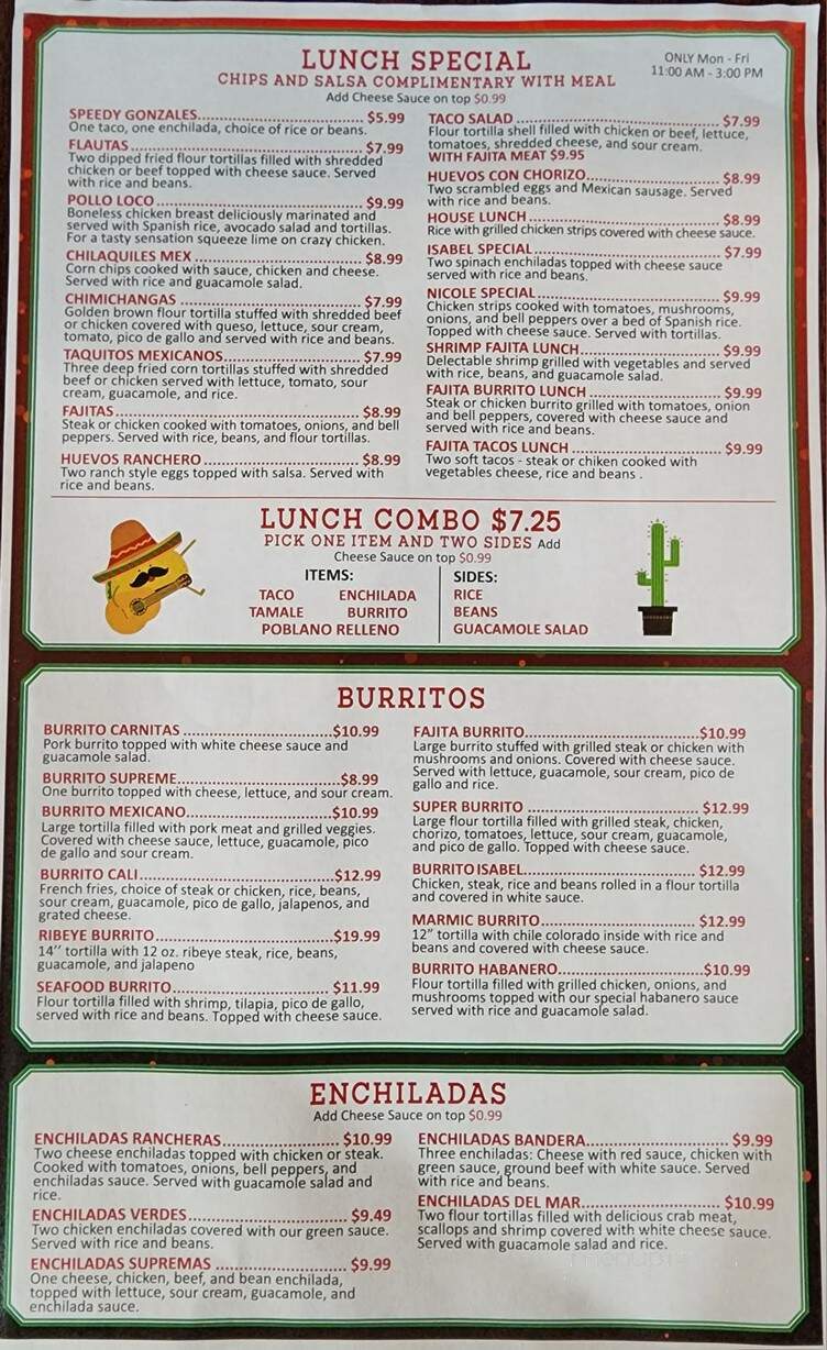 La Mesa Paris - Paris, AR menu_pic