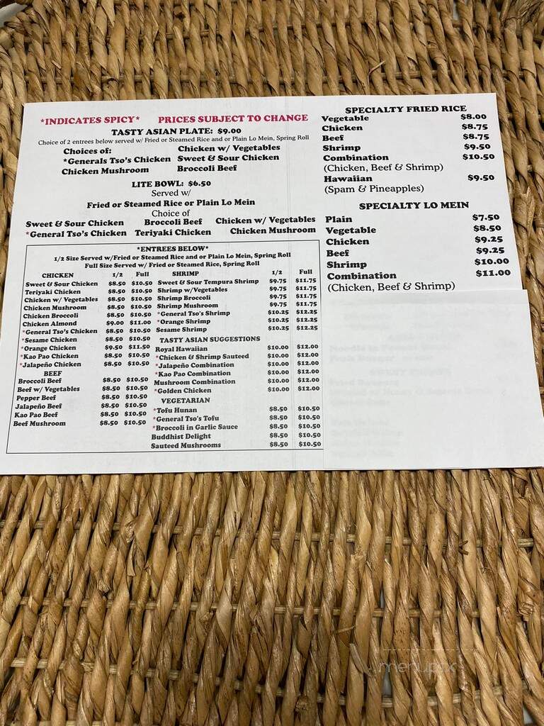 Tasty Asian - Edinburg, TX menu_pic