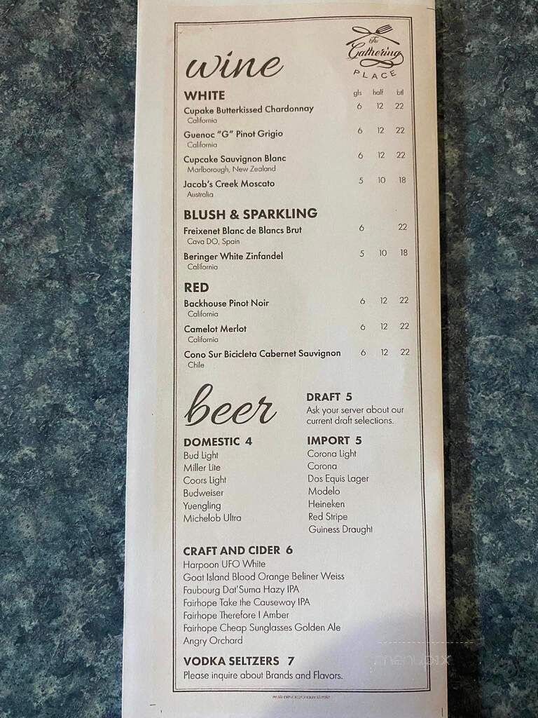 The Gathering - Summerdale, AL menu_pic