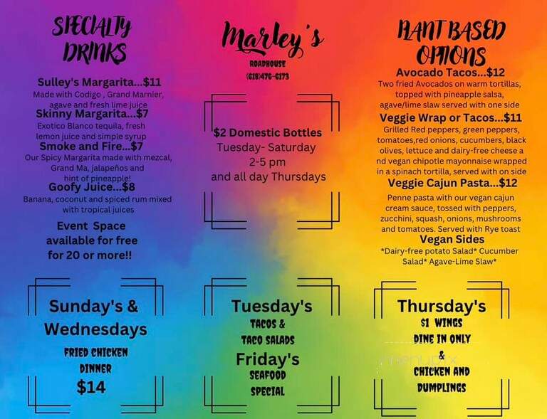 Marley's Roadhouse - Millstadt, IL menu_pic