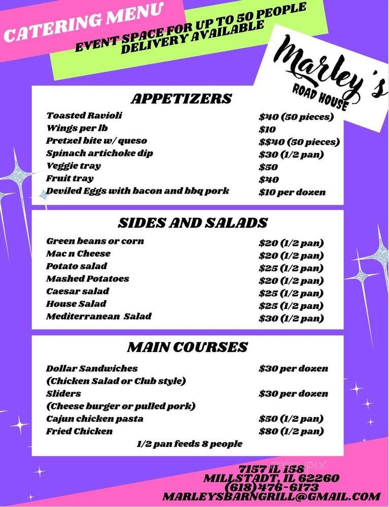 Marley's Roadhouse - Millstadt, IL menu_pic