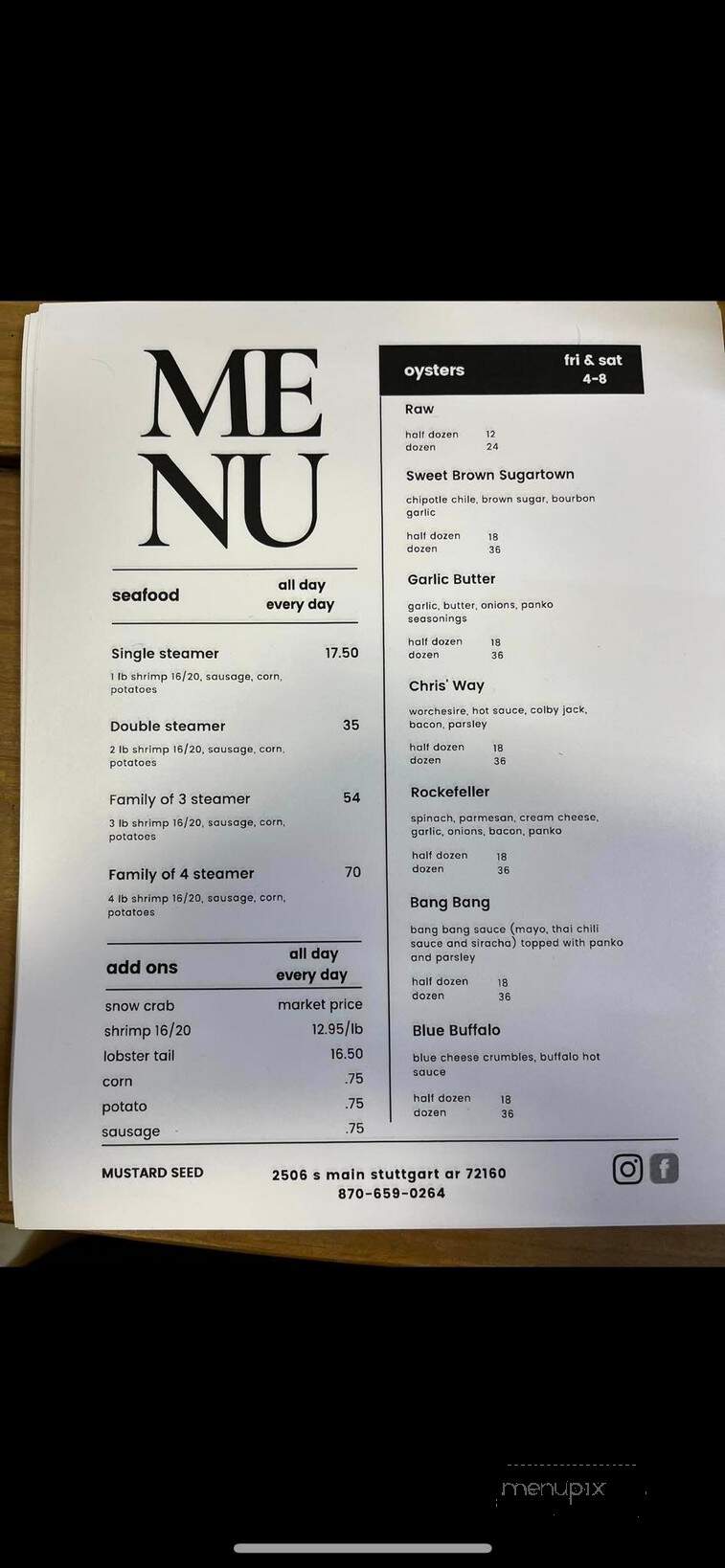 The Mustard Seed - Stuttgart, AR menu_pic