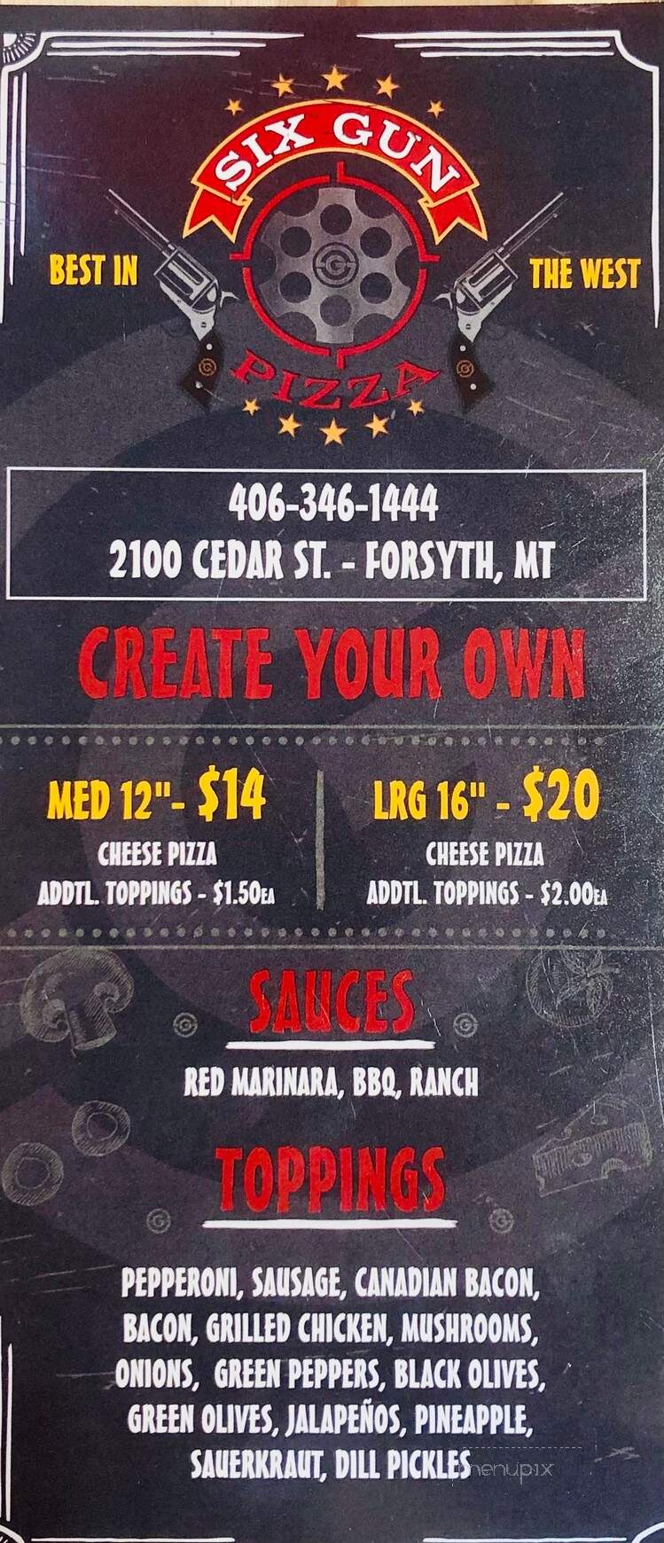 Six Gun Pizza - Forsyth, MT menu_pic