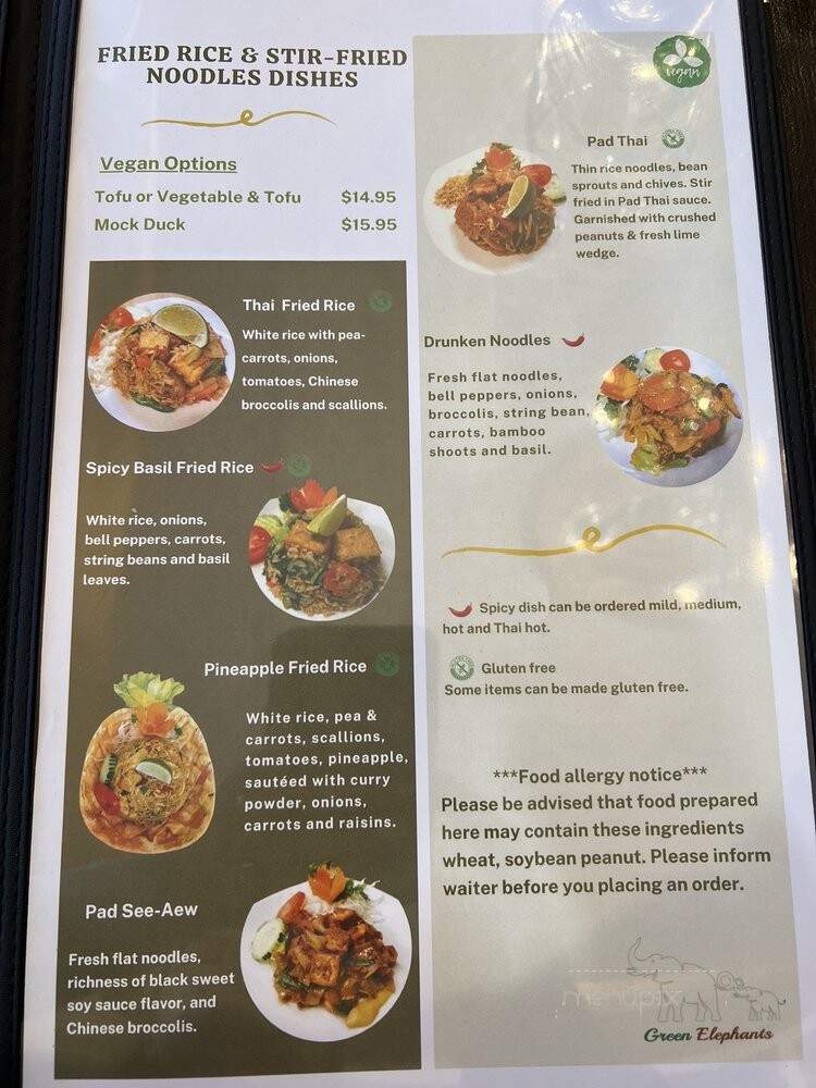 Green Elephants Restaurant - Watkins Glen, NY menu_pic
