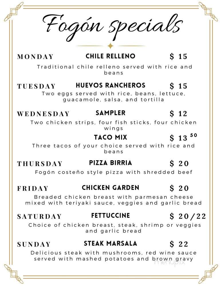 Fogon Costeno - Eureka, CA menu_pic