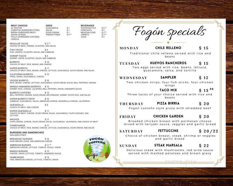 Fogon Costeno - Eureka, CA menu_pic