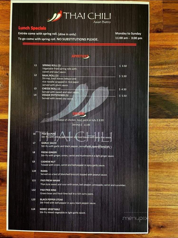 Thai Chili Asian Bistro - Asheville, NC menu_pic