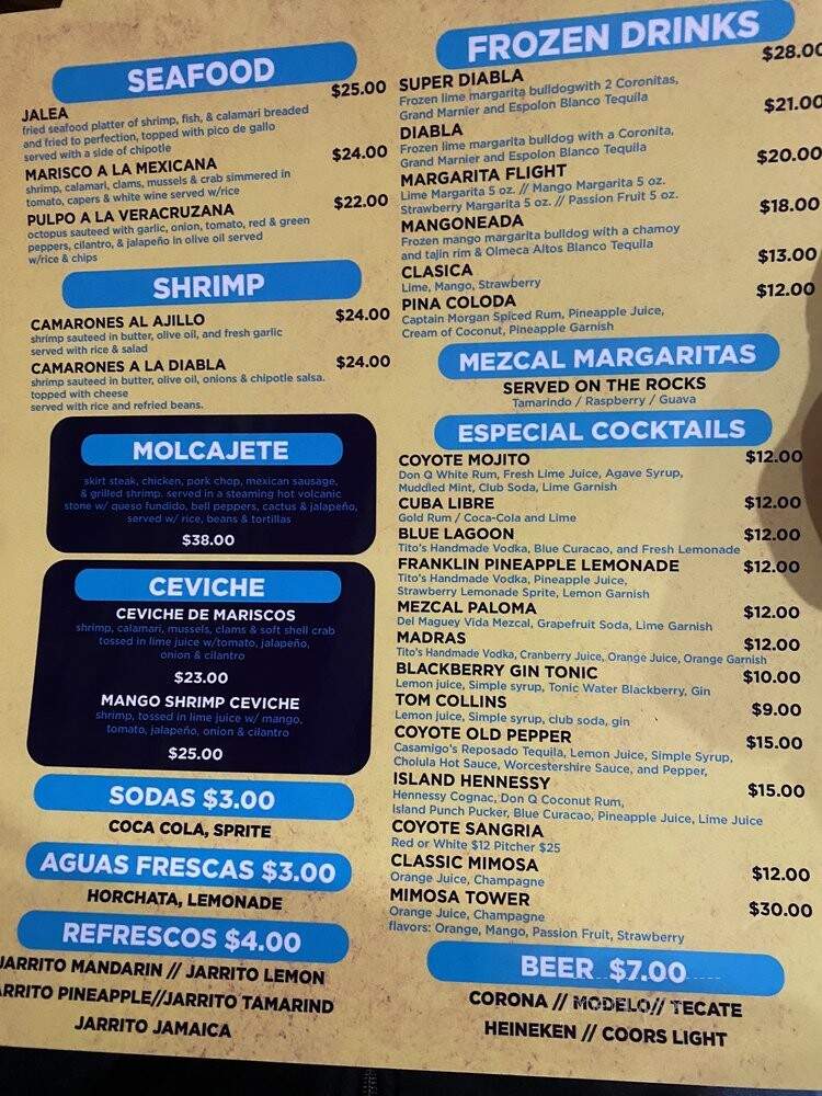 Coyote Cocina Mexicana - Franklin, NJ menu_pic