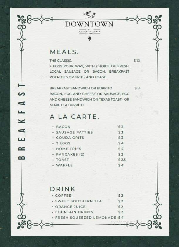 Downtown by Rockfish Creek Winery - Raeford, NC menu_pic
