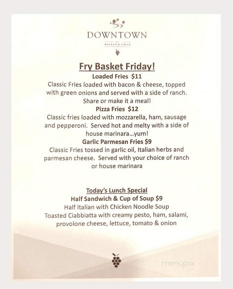 Downtown by Rockfish Creek Winery - Raeford, NC menu_pic