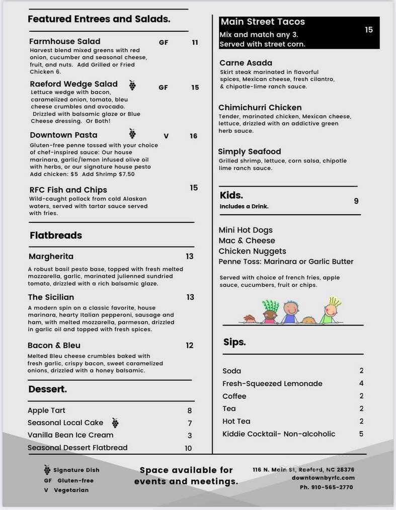 Downtown by Rockfish Creek Winery - Raeford, NC menu_pic