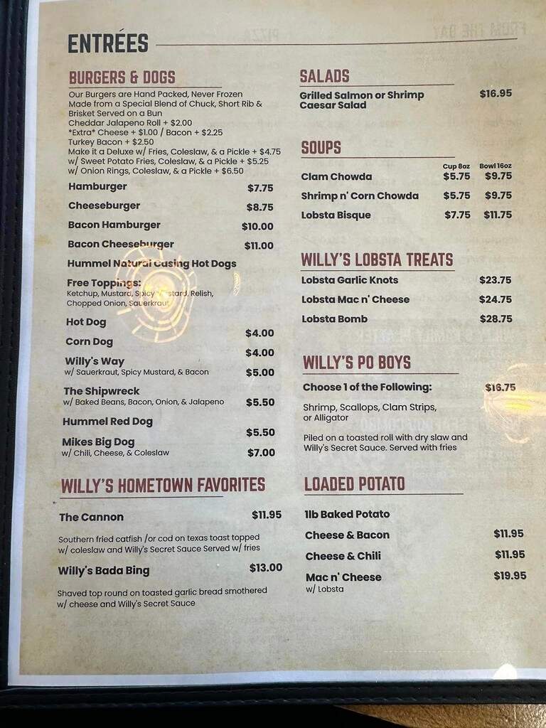 One Eyed Willy's Seafood Shack - Meriden, CT menu_pic