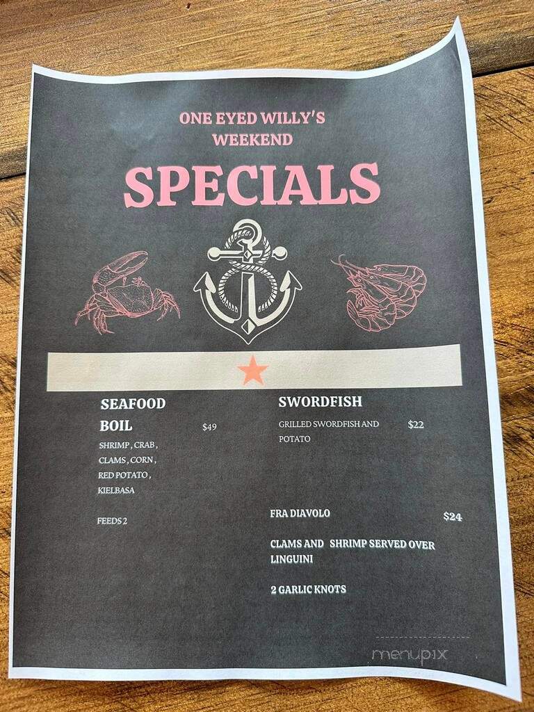 One Eyed Willy's Seafood Shack - Meriden, CT menu_pic