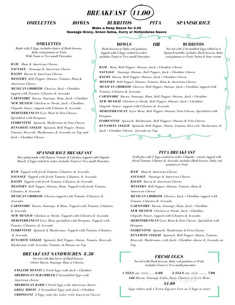 Vene's Pancake House - Sheboygan, WI menu_pic