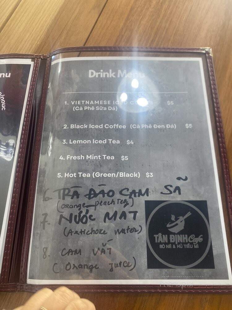 Tan Dinh Cafe - San Jose, CA menu_pic