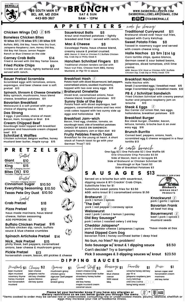 Das Bierhalle - Bel Air, MD menu_pic