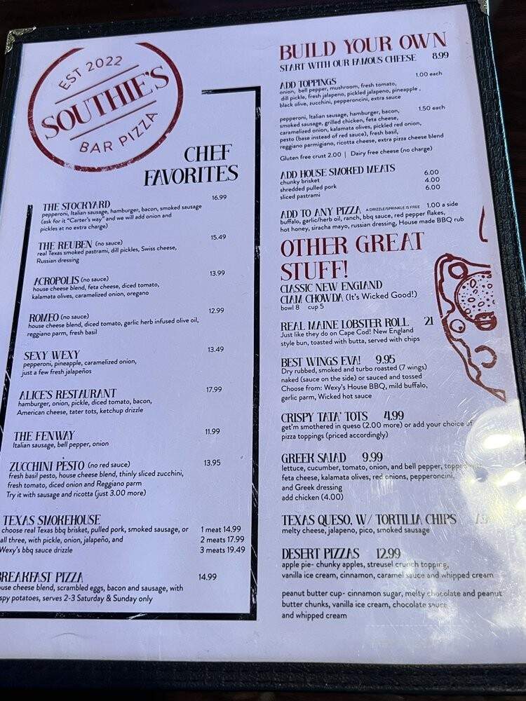 Southies Bar Pizza - Bedford, TX menu_pic