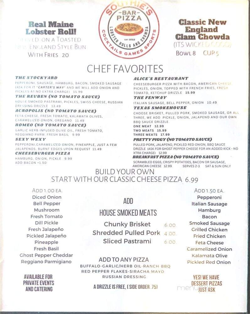 Southies Bar Pizza - Bedford, TX menu_pic