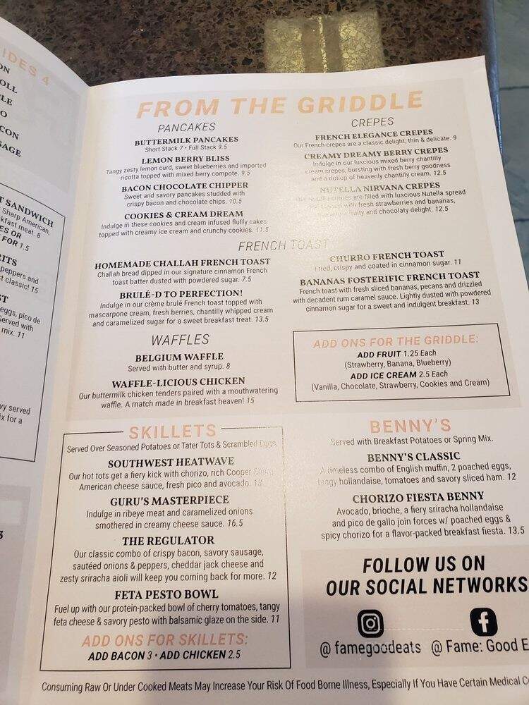 Fame Good Eats - Morrisville, PA menu_pic
