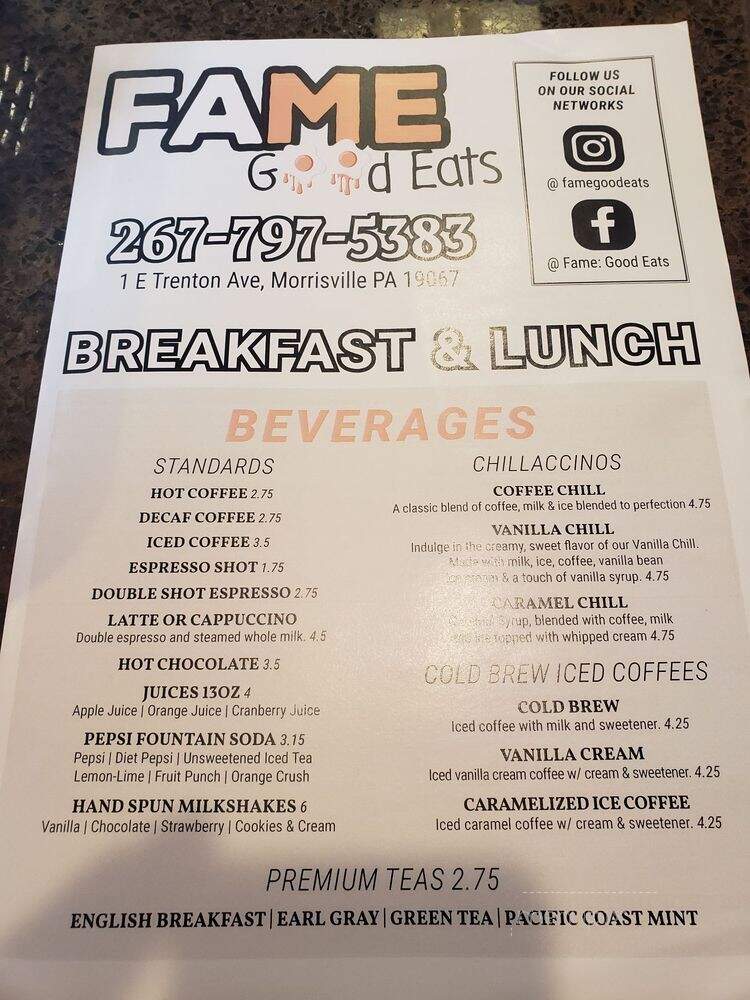 Fame Good Eats - Morrisville, PA menu_pic